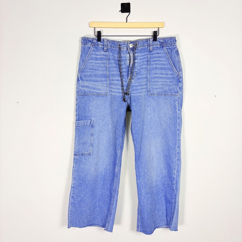American Eagle Baggy Jogger Jeans Wide Leg Draw String Cargo Utility Size 16